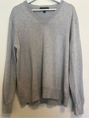 Brooks Brothers Light Gray V-Neck Sweater | Preppy | Office